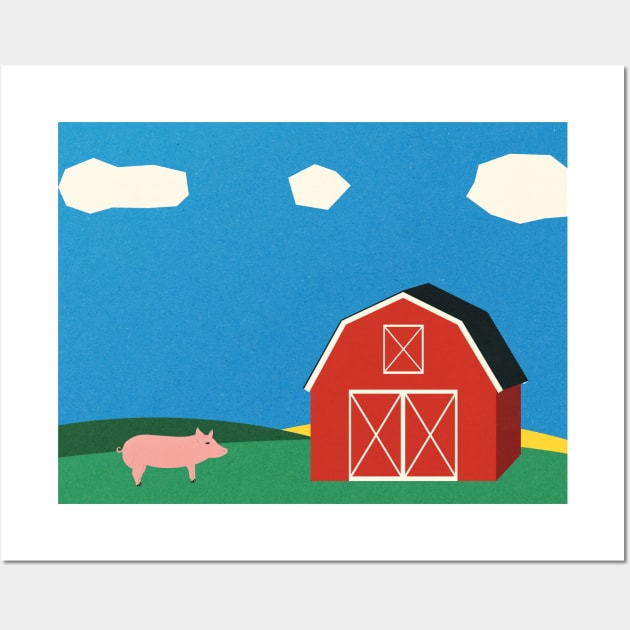 Pig And Barn Wall Art by Rosi Feist